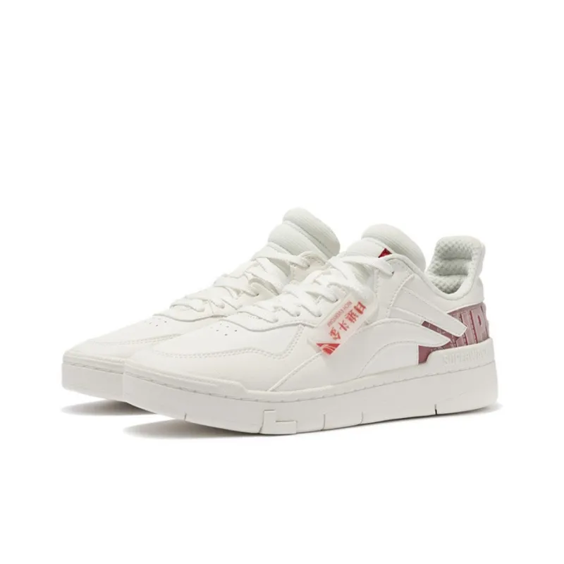 LINING Rijin Doujin Collection Skateboard Shoes Women's Low Top White/Red-2