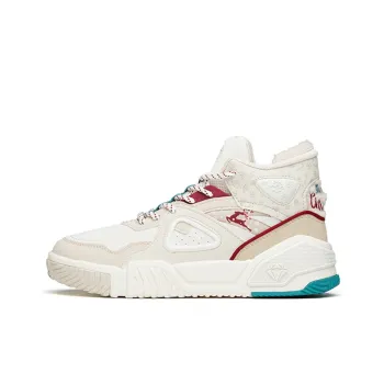 Anta Life Collection Flame Durable Breathable Mid Top Skateboard Shoes Women's Gray White Red
