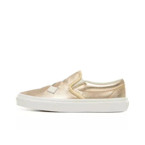 Vans Slip-on Skateboard Shoes Women's Low-Top Gold/Yellow/White