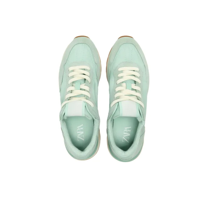 ZARA Cushioning Low-Top Casual Shoes Women's Aqua Green-3