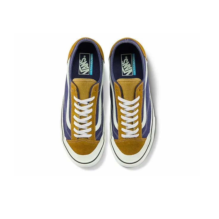 Vans Style 36 Splicing Contrasting Colors Low Tops Casual Skateboarding Shoes Unisex Navy Blue Yellow-2