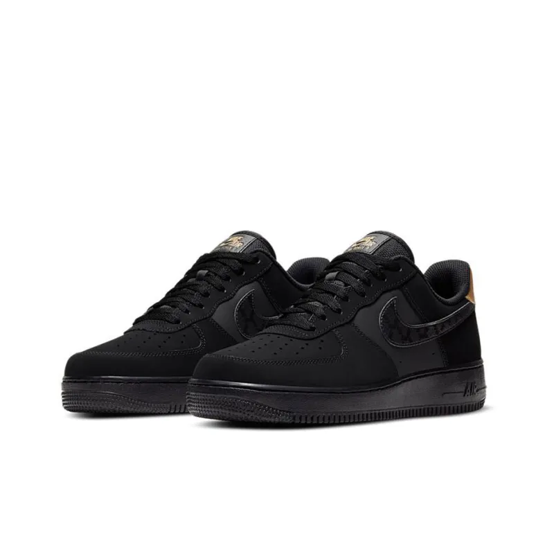 Nike Air Force 1 Low Nubuck Black Metallic Gold 2021-2