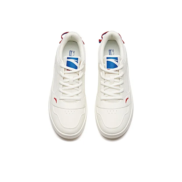 Anta Slip Resistant Coverage Low Top Skateboard Shoes Men's White Blue Red-2