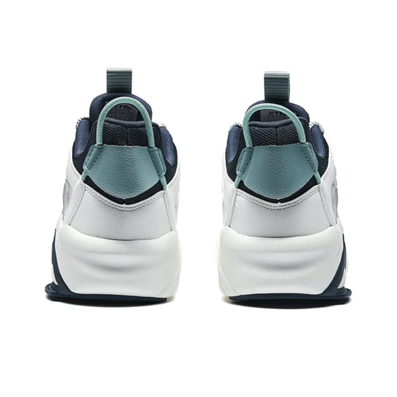 XTEP Fengxing 1.0 Anti Slip Wear Resistant Mid Top Skateboard Shoes White Blue-2