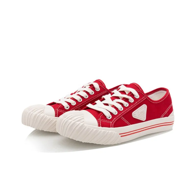 LINING Cookie Skateboard Shoes Women's Low-Top Red White-2