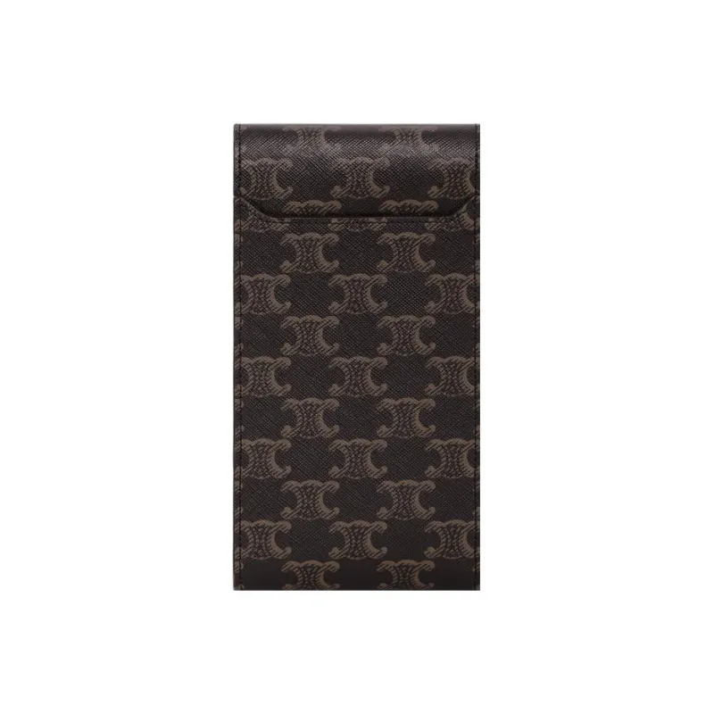 CELINE Triomphe Canvas Cell Phone Pouch Women's Brown-2
