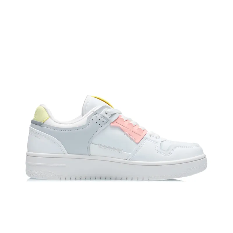 LiNing Tianji Slip Resistant Low Top Skateboard Shoes Women's White Gray-1