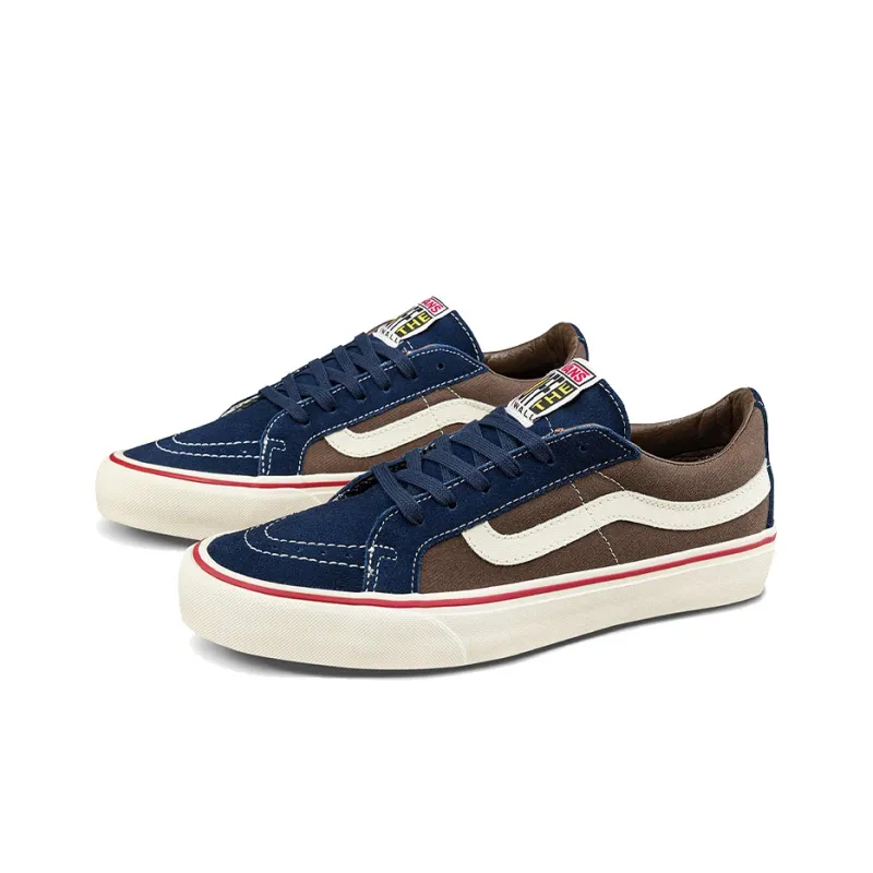 Vans SK8 LOW Slip Resistant Cushioning Low Top Skateboard Shoes Unisex Blue Brown-1