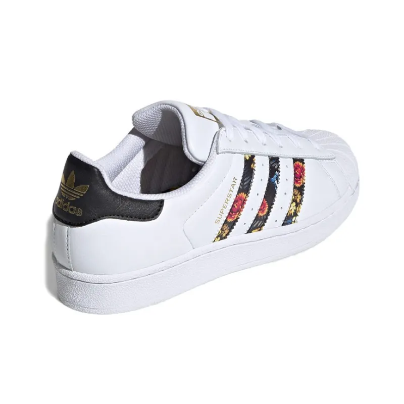 Adidas Superstar White Black Foral Stripes Women's-3