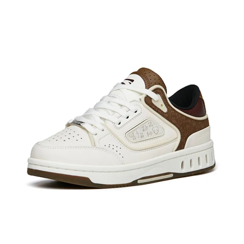 Anta Low Top Skateboard Shoes Women's White Brown Valentine's Day Limited Edition Carved In The Heart-2