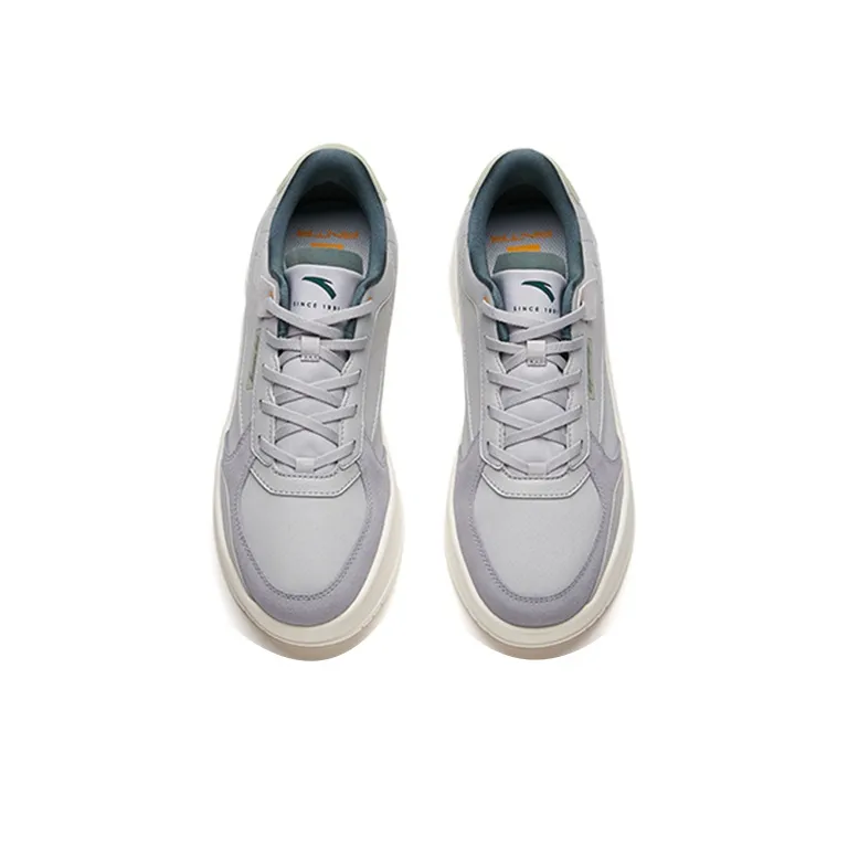 Anta Breathable Low Top Skateboard Shoes Men's Mist Gray Patchwork-3