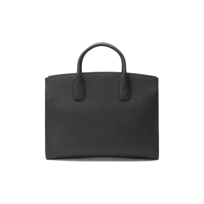 FERRAGAMO GANCINI Cow Leather Briefcase Laptop Bag Handbag Regular Men's Black-3