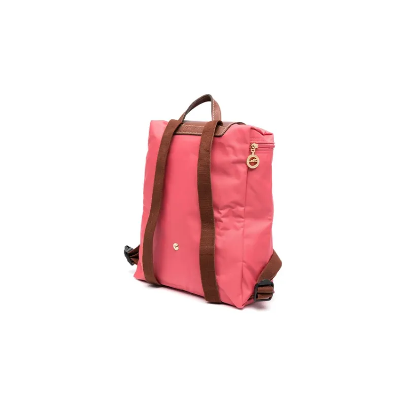 LONGCHAMP Le Pliage Polyamide With Calfskin Backpack Medium Size Men's Rose Red-1