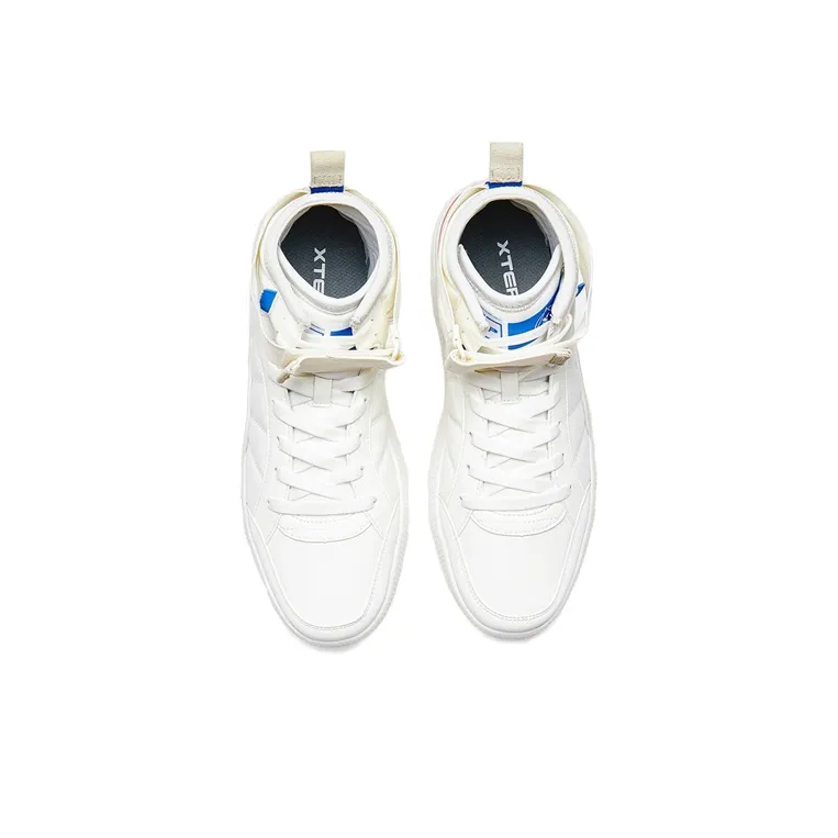 XTEP Coverage Slip Resistant High Top Skateboard Shoes Men's White-1