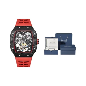 BEXEI X Collection Manual Mechanical Movement Silicone Strap Watch Men's Watches Cut Out Dial 9089 TQHD