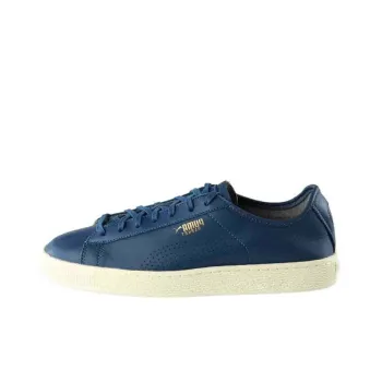 PUMA Basket Classic Soft Lace Up Coverage Slip-Resistant Cushioning Support Low-Top Skateboard Shoes Men's Blue