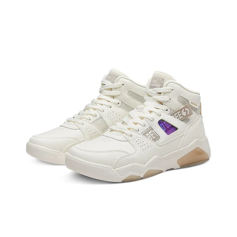 361° Xingran Anti Slip Wear Resistant High Top Skateboard Shoes Men's White Beige-2
