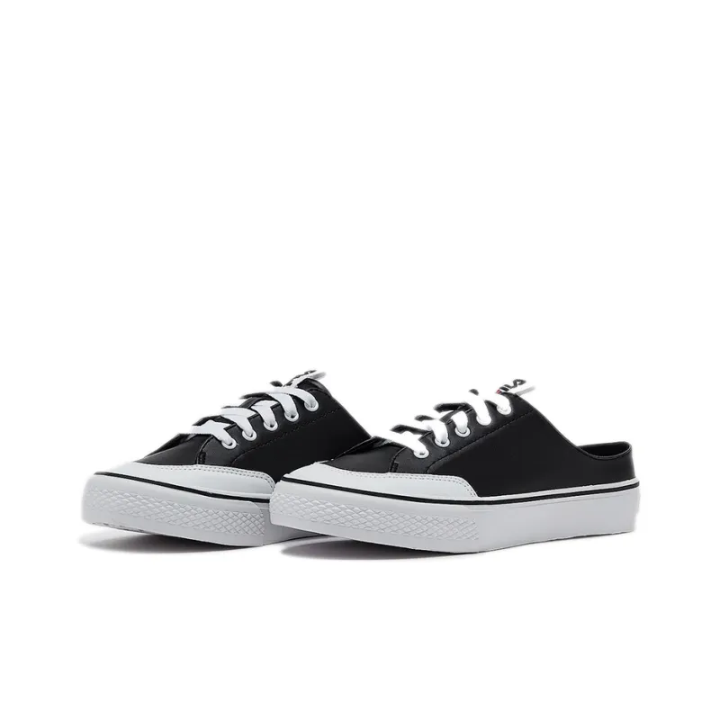 FILA Slip-Resistant Cushioning Wear-Resistant Low-Top Skateboard Shoes Unisex Black White-1