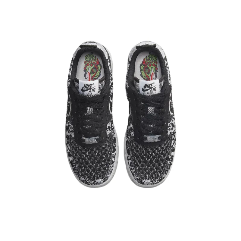 Nike Air Force 1 Low Crater Flyknit Black White Melange-3