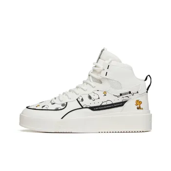 SNOOPY x Anta Life Collection Anti Slip Wear Resistant Mid Top Skateboard Shoes Women's White Black Yellow