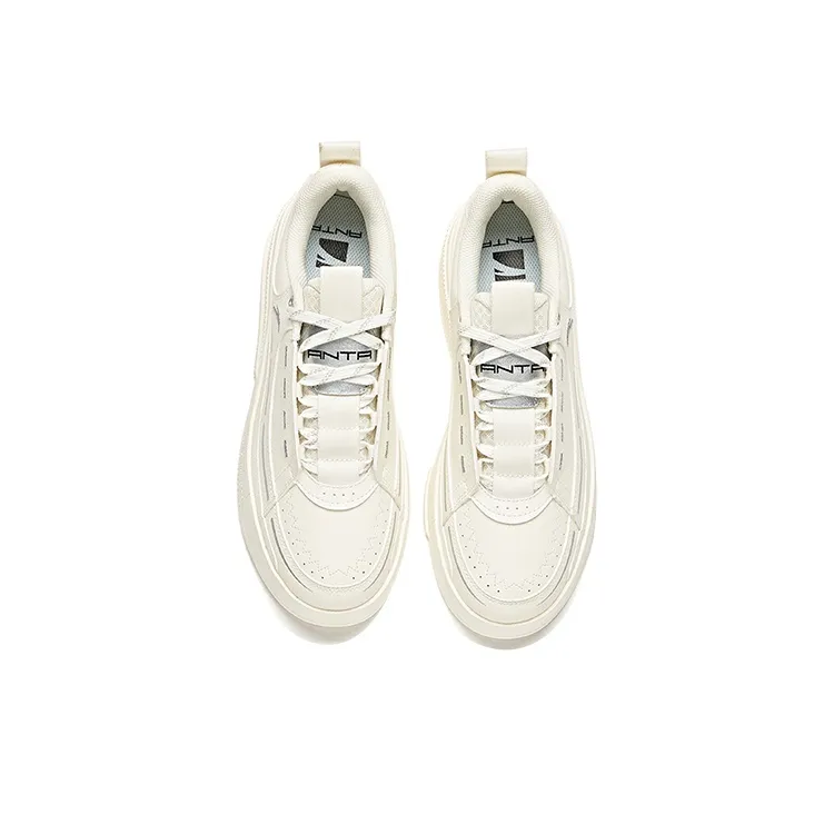 Anta Life Collection Anti Slip Wear Resistant Low Top Skateboard Shoes Men's White Silver-2