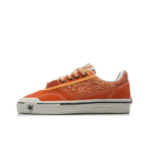 Steven Harrington X LiNing Skateboard Shoes Women's Low-Top Tropical Orange/Burnt Orange