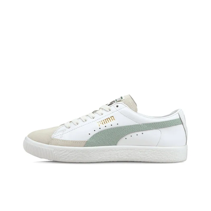 PUMA Basket Series Skateboard Shoes Women's Low-Top White/Gray/Green-0