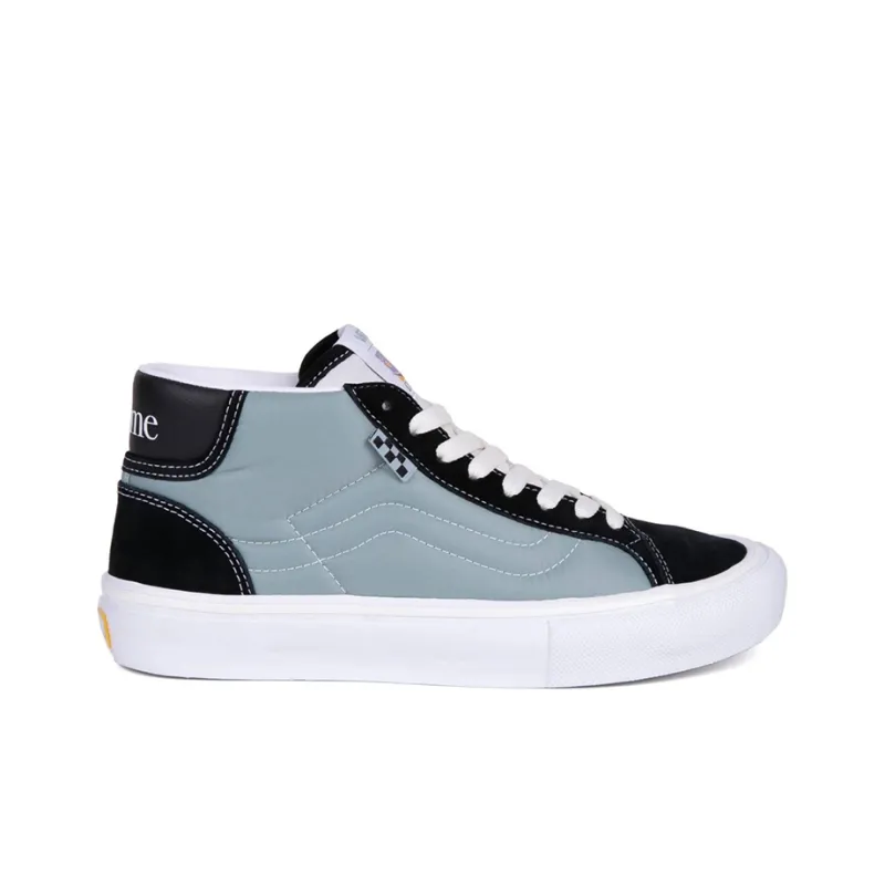 Vans Mid Skool Cushioned Wear-Resistant Lightweight Breathable Mid-Top Skateboard Shoes Unisex Blue Black-1
