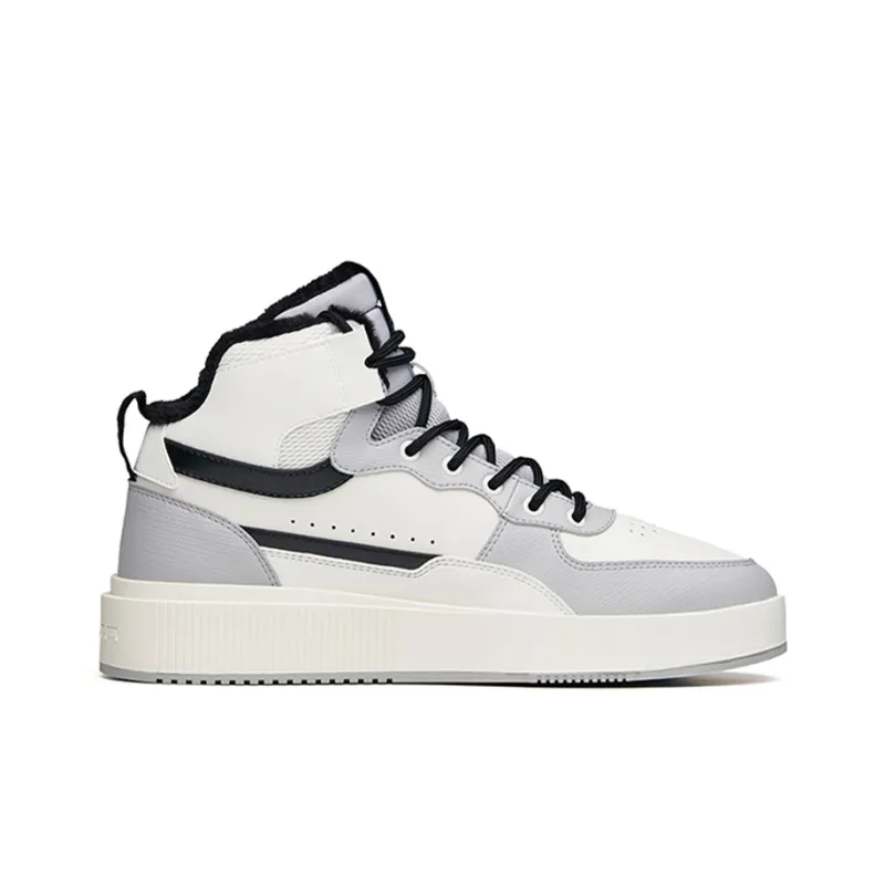 Anta Wear Resistant Slip Resistant High Top Skateboard Shoes Men's White Gray-1
