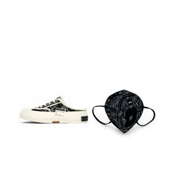 VESSEL G.O.P. Slip On Paisley Anti Slip Wear Resistant Low Top Skateboard Shoes Unisex Black White