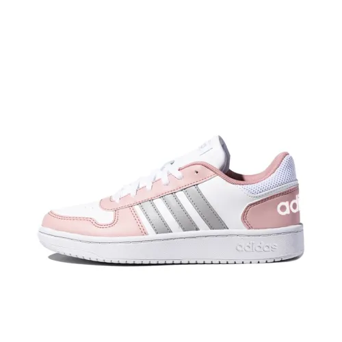 Adidas Neo Hoops 2.0 Skateboard Shoes Women's Low-Top Gray/Pink/Silver