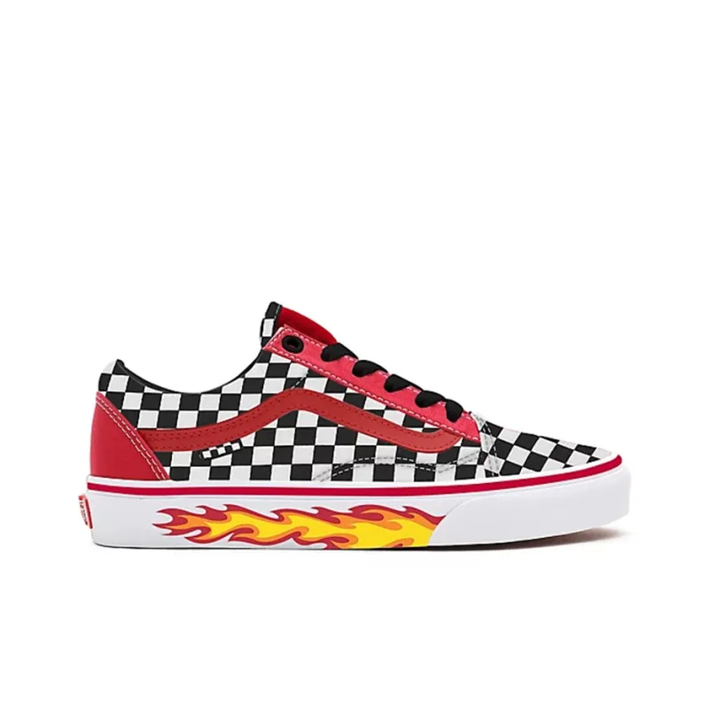 Vans Customs Checkerboard Flame Old Skool Black/RedChessboard Blackred-1