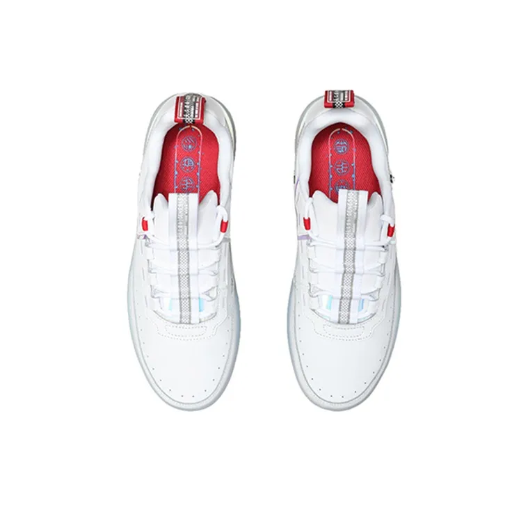LiNing CF Anti Slip Wear Resistant Low Top Skateboard Shoes Men's Red White-3