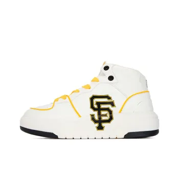 MLB Chunky Liner High Slip Resistant Cushioning Wear Resistant Mid Top Skateboard Shoes Unisex White Yellow
