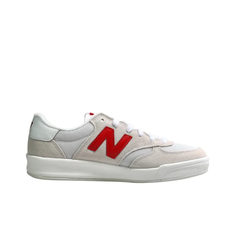 New Balance NB 300 Non-slip Lightweight Low-Top Skateboard Shoes Women's Beige White Red B-Width-1