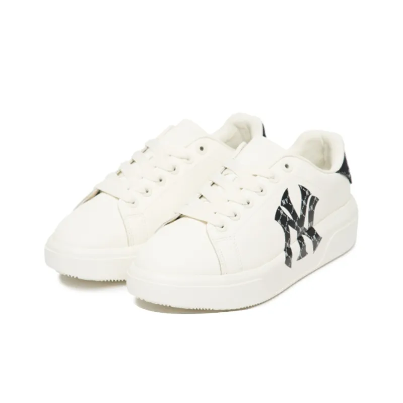MLB Chunky Classic Heel Dia Monogram Low Top Skateboard Shoes Unisex White Black-2