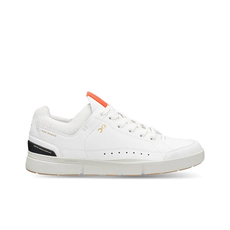 On THE ROGER Skateboard Shoes Women's Low Top White/Flame Orange-1