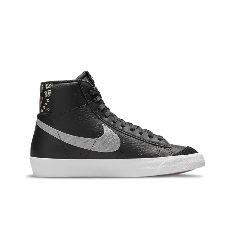 Nike Blazer 77 Slip-Resistant Cushioning Wear-Resistant Mid-Top Skateboard Shoes GS Black White-1