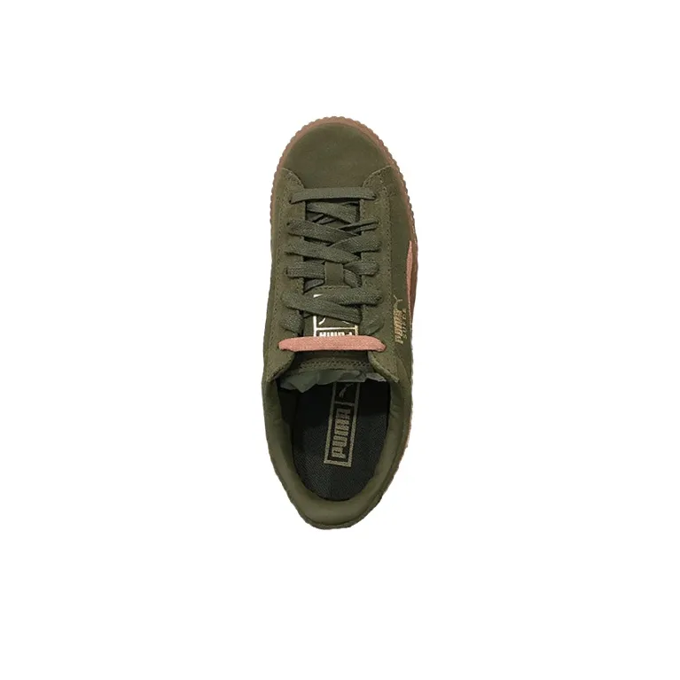 FENTY BEAUTY x PUMA Suede Platform Platform Slip-Resistant Low-Top Skateboard Shoes Women's Green Velvet-3