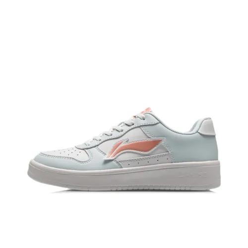 LINING Sports Life Collection Skateboard Shoes Women's Low-Top Mist White/Blue/Orange