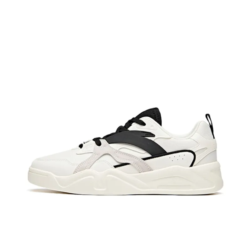 Anta Slip Resistant Cushioning Wear Resistant Low Top Skateboard Shoes Men's Black White-0