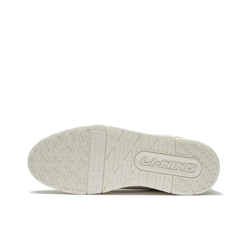 LiNing 001 BTC Slip Resistant Cushioning Abrasion Resistant Lightweight Low Top Skateboard Shoes Women's Mist White-4