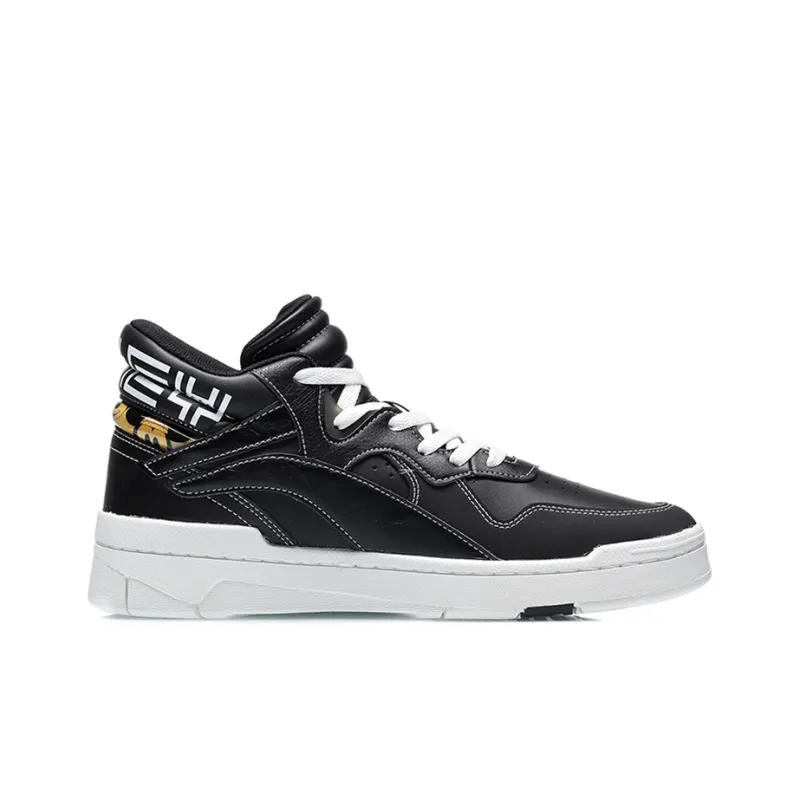 Disney x LiNing Wave Superwave Anti Slip Wear Resistant Mid Top Skateboard Shoes Men's Black White-1