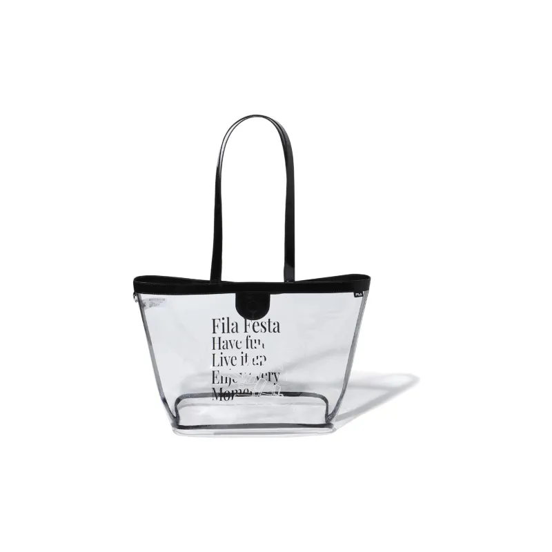 FILA Polyurethane PVC Tote Bag, Shopping Bag, Shoulder Bag, Handbag Women's Black-0