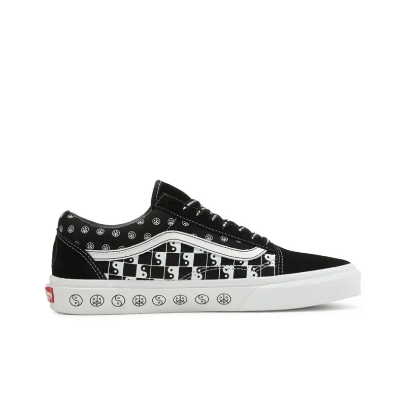 Vans Old Skool Bkwht Taiji Grid Wear Resistant Non Slip Low Top Casual Skate Shoes Unisex Black White-1