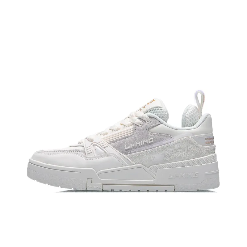LINING 001 BTC Skateboard Shoes Women's Low Top White/Gold-0