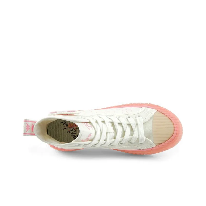 Kappa Coverage Anti Slip And Wear Resistant High Top Skateboard Shoes Women's White-4