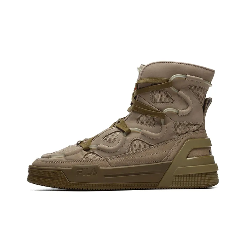 Lanvin x FILA Salto Nougat High Top Skateboard Shoes Men's Brown-0
