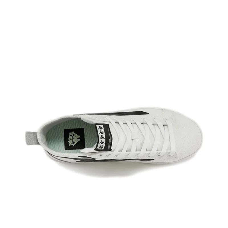 Kappa Anti Slip And Wear Resistant Height Increasing Coverage Mid Top Skateboard Shoes Unisex White Black-3