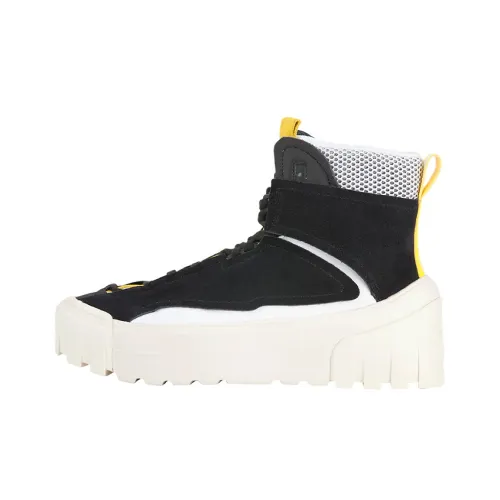 Onitsuka Tiger Chunky Runner Mt Coverage Warm High-Top Skateboard Shoes Unisex Black Yellow